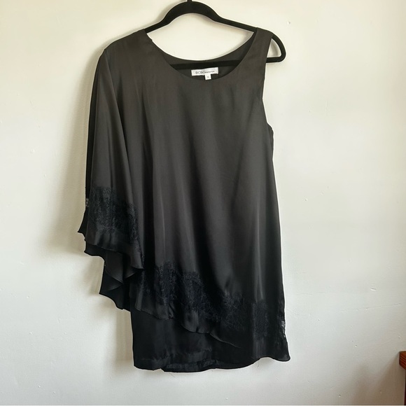 BCBGeneration Black Lace One Shoulder Dress - S Flowy Cocktail Party Elegant - Picture 2 of 8